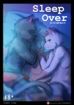  anthro bed blush bulge canid canine canis clothed clothing comic cover cover_art cover_page digital_drawing_(artwork) digital_media_(artwork) domestic_cat domestic_dog duo english_text eyes_closed felid feline felis fingers fur furniture hair hi_res looking_at_viewer lying male mammal on_side open_mouth patreon patreon_logo pillow shaded shirt sleeping sleeping_together stampmats tank_top text topwear underwear underwear_only url 