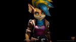  2020 3d_(artwork) absurd_res activision amandasparkle anthro belt breasts clothing crash_bandicoot_(series) digital_media_(artwork) ear_piercing ear_ring female hair hi_res jacket mammal marsupial multicolored_hair orange_body piercing pirate_tawna ring_piercing scarf simple_background smile solo text topwear url 