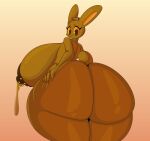  anthro big_breasts big_butt bodily_fluids breasts brown_body butt candy chocolate chocolate_bunny dessert digital_media_(artwork) female female/female food food_creature hi_res huge_breasts huge_butt hyper lagomorph leporid looking_at_viewer mammal nipples nude rabbit simple_background smile solo tail thiccbuns 