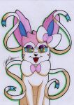  absurd_res bow_ribbon eeveelution feral generation_6_pokemon hi_res hypnosis hypnotic_eyes looking_at_viewer male mammal mind_control nintendo open_mouth pokemon pokemon_(species) ribbons ringed_eyes rotten_owl simple_background solo sylveon traditional_media_(artwork) 