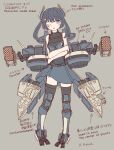  absurdres battle_of_titans blue_eyes blue_hair character_profile chest_armor crossed_arms dark_blue_hair headgear highres hozukikasumi low_twintails mecha_musume mechanical_legs mechanical_parts multishot_rocket_launcher one_eye_closed personification rocket_launcher thighhighs thrusters twintails weapon 