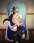  abs absurd_res ahegarou animal_humanoid ball_grab balls barazoku black_hair bulge_grab butt canid canid_humanoid canine canine_humanoid clothing corrin_(fire_emblem) duo fire_emblem fire_emblem_fates fire_emblem_heroes fluffy_ears genitals girly hair hi_res human humanoid keaton_(fire_emblem) large_pecs long_hair male male/male mammal mammal_humanoid meme mirror muscular muscular_arms muscular_male nintendo pecs pulling_up_pants size_difference tail thong tight_pants_(meme) underwear white_hair wolf_humanoid wolfskin 