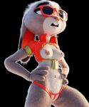  3_fingers 3d_(artwork) anthro areola black_background breasts buckteeth claws clothing digital_media_(artwork) disney exposed_breasts eyewear facial_piercing female fingers fur genitals grey_body grey_fur hands_on_hips hi_res jacket judy_hopps lagomorph leporid mammal multicolored_body navel navel_piercing nipple_piercing nipples nose_piercing nose_ring open_mouth orange_clothing orange_eyewear orange_jacket orange_panties orange_sunglasses orange_thong orange_topwear orange_underwear panties piercing pink_areola pink_nipples pink_nose pochemu pussy rabbit ring_piercing rodent septum_piercing septum_ring simple_background small_breasts solo standing sunglasses teeth thong tongue topwear two_tone_body underwear zootopia 