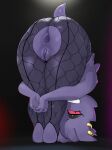  anthro anus clothed clothing female generation_1_pokemon gengar genitals hi_res looking_at_viewer mdthetest nintendo pokemon pokemon_(species) purple_body pussy red_eyes smile solo torn_clothing 