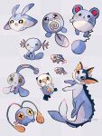  :d :o animal_focus antennae artist_name blue_skin chinchou colored_sclera colored_skin commentary_request cross-shaped_pupils eyelashes fins fish forked_tail freckles grey_background hanabusaoekaki head_fins highres manaphy mantyke marill no_humans oshawott pokemon pokemon_(creature) poliwag smile solid_circle_eyes solid_oval_eyes symbol-shaped_pupils tadpole tail vaporeon wishiwashi wooper yellow_sclera 