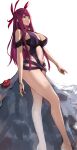  1girl bare_shoulders black_headwear breasts cleavage clothing_cutout dress dress_swimsuit fire_emblem fire_emblem_engage fire_emblem_heroes hat highres ivy_(fire_emblem) ivy_(summer)_(fire_emblem) j@ck large_breasts long_hair looking_at_viewer mole mole_under_mouth navel official_alternate_costume one-piece_swimsuit purple_eyes purple_hair purple_one-piece_swimsuit solo stomach stomach_cutout swimsuit thighs 
