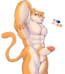  absurd_res anthro aquaticrecon balls blush casual_erection casual_nudity erection fangs felid fur genitals hi_res humanoid_genitalia humanoid_hands humanoid_penis looking_at_viewer machairodontine male mammal manly muscular muscular_anthro muscular_male navel nipples nude pecs penis sabertooth_(anatomy) simple_background solo teeth 