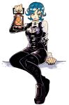  1girl absurdres bow bowtie commentary english_commentary genderswap genderswap_(mtf) green_hair highres lantern nail_polish one_piece one_piece_(live_action) sham_(one_piece) short_hair solo suit tongue tongue_out vakodraws 