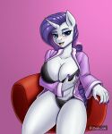  5:6 anthro anthrofied bathrobe big_breasts bra breasts cleavage clothed clothing equid equine female friendship_is_magic hasbro hi_res horn mammal my_little_pony panties rarity_(mlp) robe sitting solo thick_thighs underwear unicorn zachc 