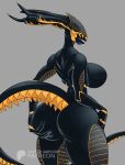 alien alien_(franchise) anthro big_breasts big_butt black_body breasts butt eyeless female grey_background hi_res holding_butt huge_butt simple_background solo thebigbadwolf01 thick_thighs xenomorph xenomorph_queen 