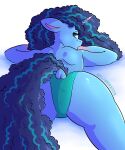  2023 absurd_res afro anthro anthrofied blue_body blue_hair blue_tail butt clothing digital_media_(artwork) dock edgyanimator equid equine female green_eyes hair hasbro hi_res horn looking_at_viewer looking_back looking_back_at_viewer mammal misty_(g5) mlp_g5 my_little_pony open_mouth panties pink_inner_ear rear_view solo tail underwear unicorn unicorn_horn 