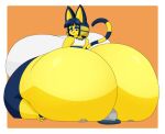  ambiguous_gender animal_crossing ankha_(animal_crossing) ankha_prime_(user3345) anthro big_breasts breasts duo facesitting felid female female/ambiguous fur huge_breasts huge_thighs hyper hyper_breasts hyper_thighs mammal markings nintendo sitting_on_another striped_markings striped_tail stripes tail tail_markings thick_thighs user3345 yellow_body yellow_fur 
