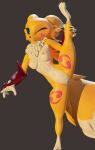  16:9 3d_(artwork) absurd_res anthro bandai_namco blender_(software) breasts butt canid canine claws clothing digimon digimon_(species) digital_media_(artwork) female fur genitals hi_res mammal nipples nude pussy renamon sfxlompad simple_background solo widescreen 