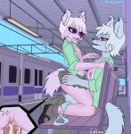  absurd_res anthro caliluminos canid canine canis duo genitals girly hi_res invalid_tag iseache male male/male mammal penis public sex train vehicle wolf ych 