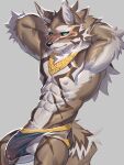  2023 3:4 abs absurd_res anthro areola athletic athletic_anthro athletic_male balls black_sclera blush brown_body brown_fur bulge canid canine canis clothing detailed_bulge fur genitals gold_(metal) gold_jewelry hi_res humanoid_genitalia humanoid_penis jackal jewelry lifewonders looking_at_viewer male mammal penis seth_(tas) solo tail tokyo_afterschool_summoners ty_arashi underwear white_body white_fur 