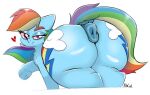  &lt;3 allicoot anus big_anus blue_anus blue_body blue_fur butt cutie_mark digital_media_(artwork) dock equid equine eyebrows eyelashes female feral friendship_is_magic fur hair hasbro hi_res hooves horse mammal multicolored_hair multicolored_tail my_little_pony pink_eyes pony puffy_anus rainbow_dash_(mlp) rainbow_hair rainbow_tail signature simple_background smile solo tail thick_eyebrows underhoof white_background 