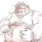  &lt;3 1:1 2023 anthro belly big_belly blush clothed clothing duo furipon hi_res humanoid_hands kemono male mammal overweight overweight_male raised_clothing raised_shirt raised_topwear shirt solo_focus suid suina sus_(pig) topwear wild_boar 