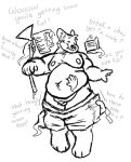  2023 aki_maned_wolf anthro areola balls belly big_areola big_belly biped cake canid canine clothing dessert digital_media_(artwork) disembodied_hand english_text feeding_tube flaccid food force_feeding forced fupa fur genitals ghost_hands glans greyscale half-closed_eyes hi_res holding_belly humanoid_genitalia humanoid_penis lying male mammal maned_wolf medical_instrument monochrome moobs narrowed_eyes navel nipples nude obese obese_anthro obese_male on_back overweight overweight_anthro overweight_male penis scientific_instrument simple_background small_penis solo solo_focus teasing text thick_thighs undressing weight_gain 