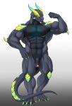  absurd_res anthro balls biceps casual_nudity deltoids flaccid foreskin genitals hi_res humanoid_genitalia humanoid_hands humanoid_penis looking_at_viewer male muscular muscular_anthro muscular_male navel nude pecs penis quads simple_background smile solo solo_focus witherrose1 