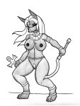  3_toes 4_fingers alternate_species ankh anklet anthro anubian_jackal areola armband bare_shoulders barefoot bent_legs big_breasts black_and_white black_areola black_body black_fur black_nipples black_nose bottomless breasts canid canine canis claws clothed clothing corruption deity digitigrade ears_up egyptian egyptian_clothing egyptian_mythology erect_nipples eyes_closed feet female fingers forced forced_transformation fur gem gem_on_forehead genitals growth hair holding_object holding_weapon huge_breasts humanoid_hands ivanks jackal jewelry lara_croft long_hair looking_down mammal melee_weapon middle_eastern_mythology moan monochrome mostly_nude mythology navel nipples nude open_mouth paws pubes pussy simple_background snout snout_growth solo species_transformation spread_legs spreading square_enix standing sword toe_claws toes tomb_raider topless transformation waistband weapon white_background wristband 