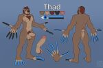  2020 anthro ball_tuft bear black_claws blue_claws blue_eyes body_hair brown_body brown_fur brown_hair chest_hair claws digital_media_(artwork) erection facial_hair foreskin fur genitals glans hair hi_res humanoid_genitalia humanoid_penis long_claws longblueclaw male mammal model_sheet penis pubes simple_background solo standing text tuft 