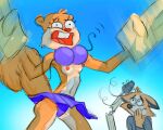  anthro breasts canid canine clothing duo female fox invalid_tag male mammal nickelodeon panties rodent sandy_cheeks sciurid spongebob_squarepants swimwear tree_squirrel underwear upskirt 