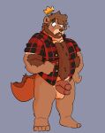  &lt;3 &lt;3_eyes 2_penises angeldagoof anthro arm_hair arm_tuft balls barefoot beard belly belly_hair biceps big_belly big_muscles blush blush_lines body_hair bottomless bottomless_anthro bottomless_male brown_body brown_hair button_(fastener) chest_hair clothed clothing crown db_dave_(otterloops) diphallism erect_nipples facial_hair feet flannel floating_crown fur genitals hair hairy headgear hi_res humanoid_genitalia looking_down male mammal multi_genitalia multi_penis multicolored_body multicolored_fur musclegut muscular muscular_anthro muscular_male mustache mustelid nipple_outline nipples open_clothing open_shirt open_topwear otter partially_clothed penis shirt simple_background solo standing stomach_hair tail_hair topwear tuft vertical_diphallism 