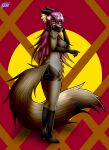  anthro breasts butt canid canine colored_nails female fluffy fluffy_tail fox hair hi_res lipstick long_hair makeup mammal nails newzorra niti_morgan-zorra nude pawpads purple_hair red_eyes red_fox silver_fox solo tail 