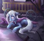  2017 blue_body bodily_fluids clothed clothed_feral clothing crying digital_media_(artwork) digital_painting_(artwork) equid equine female feral friendship_is_magic hair hasbro hat headgear headwear hi_res horn mammal my_little_pony raining reflection solo tears trixie_(mlp) unicorn vanillaghosties water wet_hair 