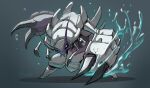  +_+ absurdres antennae aqua_background claws full_body golisopod grey_background highres looking_at_viewer motion_blur no_humans pokemon pokemon_(creature) scarvii simple_background solo spikes standing twitter_username two-tone_background water 