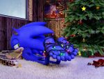  3d_(artwork) 5_toes anthro barefoot christmas christmas_lights christmas_tree digital_media_(artwork) feet foot_fetish foot_focus hi_res holidays joxyfoxy looking_back male plant sega soles solo sonic_the_hedgehog sonic_the_hedgehog_(series) toes tree 