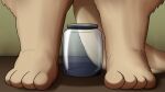  1other feet foot_focus furry highres jar made_in_abyss meme nanachi_(made_in_abyss) other_focus smugbuns solo standing 