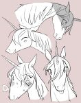  ambiguous_gender blep blush blush_lines breath equid equine eyebrows eyes_closed feral front_view hi_res horn kemono mammal mane semi_(artist) side_view sketch_page smile snout solo three-quarter_view tongue tongue_out uni_(unicorns_aren&#039;t_horny) unicorn unicorn_horn unicorns_aren&#039;t_horny 
