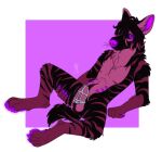  alpha_channel animal_genitalia anthro atrius_(atrius97) balls belly_nipples black_body black_fur cackling-beast chastity_cage chastity_device claws fur fur_tuft genitals glowing glowing_flesh hair hyena male mammal navel neck_tuft pawpads pink_body pink_fur pubes purple_background purple_claws purple_nose purple_pawpads sheath simple_background solo striped_hyena stripes transparent_background tuft watermark 