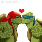  anthro duo green_body green_skin kissing leonardo_(tmnt) levana male male/male raphael_(tmnt) reptile scalie shell spots spotted_body spotted_skin teenage_mutant_ninja_turtles teenage_mutant_ninja_turtles_(2014) turtle turtle_shell 