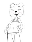  anthro bear blush blush_lines cartoon_network clothing female hi_res looking_at_viewer mammal monochrome navel paper smeet_(artist) solo teri_(tawog) the_amazing_world_of_gumball underwear 