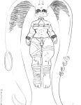 2023 4_fingers 5_toes anthro armor athletic athletic_anthro athletic_female bandage barefoot black_sclera breasts clothed clothing ear_piercing ear_ring elderly_female feet female fingers floating fur fur_markings glowing glowing_eyes haloluli hi_res humanoid_feet kaze_and_the_wild_masks lagomorph leporid long_ears looking_at_viewer mammal markings mature_anthro mature_female monochrome navel nervous nervous_sweat old paws piercing plantigrade rabbit ring_piercing skimpy solo thick_thighs toes typhoon_(kaze_and_the_wild_masks) unconvincing_armor wide_eyed 
