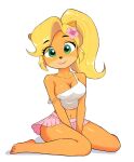  activision anonymous_artist anthro barefoot blonde_hair bottomwear breasts cleavage clothed clothing coco_bandicoot crash_bandicoot_(series) crop_top feet female fur hair hi_res shirt skirt smile solo topwear 