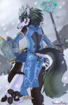  anthro arm_warmers armwear blush canid canine canis clothing dress ear_piercing frostbite_armor headgear headwear hi_res jewelry link_(wolf_form) looking_back male mammal melee_weapon nintendo paws piercing punkpega shield snow solo solo_focus sword the_legend_of_zelda tulin_(tloz) weapon wolf 