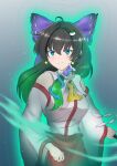  blue_ribbon frog_hair_ornament fusion hair_ornament hair_tubes hakurei_reimu highres kochiya_sanae mishihura393 multicolored_hair ribbon touhou 