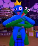  3d_(artwork) anal anal_penetration balls big_balls big_penis blue_(rainbow_friends) blue_body crown digital_media_(artwork) duo embrace erection from_behind_position genitals green_(rainbow_friends) green_body headgear hi_res hug hugging_from_behind humanoid long_arms male male/male nsg_editor open_mouth penetration penis rainbow_friends roblox sex sharp_teeth source_filmmaker teeth tongue tongue_out 