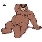  alanottaviano anthro barazoku bear belly brown_bear brown_body brown_fur fur grizzly_bear hi_res male mammal musclegut muscular muscular_male overweight overweight_male solo ursine 