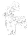  2022 absurd_res aged_up anthro anthrofied apron belly big_breasts black_and_white breasts clothing dialogue digit_ring earth_pony english_text equid equine eyelashes female fingers fluffy fluffy_tail friendship_is_magic hasbro hi_res horse jewelry long_tail mammal mature_anthro mature_female mhdrawin monochrome my_little_pony overweight overweight_anthro overweight_female pinkie_pie_(mlp) pony ring smile solo tail text thick_thighs wedding_ring wide_hips 