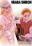  1boy 1girl acoustic_guitar aged_up amai_shirou blonde_hair brown_eyes brown_hair brown_vest character_name closed_mouth commentary_request couple dress gibson glasses grey_pants guitar highres holding holding_guitar holding_instrument holding_own_arm instrument kamikita_futago kasugano_urara_(yes!_precure_5) kibou_no_chikara_~otona_precure_&#039;23~ long_hair looking_at_another music necktie open_mouth pants pink-framed_eyewear playing_guitar precure red_necktie shirt short_hair singing sitting smile stamp_mark standing syrup_(yes!_precure_5) vest white_dress white_headwear white_shirt wooden_bench yellow_eyes yes!_precure_5 yes!_precure_5_gogo! 
