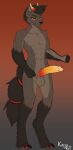  2023 abs absurd_res anthro arm_tuft ball_tuft balls big_balls big_penis brown_body brown_fur brown_hair canid canid_demon canine canis claws crotch_tuft demon digital_media_(artwork) digitigrade erection fur genitals glistening glistening_genitalia glistening_penis hair hellhound hi_res horn humanoid_genitalia humanoid_penis kaiju_rat male mammal penis solo toe_claws tuft yellow_sclera 