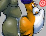  absurd_res anthro bear bodily_fluids cum cum_in_ass cum_inflation cum_inside duo fur genital_fluids giant_panda grey_background hi_res inflation male male/male mammal orange_body orange_fur pregnant pregnant_male simple_background weonraro123 