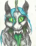  absurd_res equid equine female feral friendship_is_magic green_eyes green_tongue hasbro hi_res huge_filesize mammal mandibles my_little_pony open_mouth queen_chrysalis_(mlp) quizaro solo tongue 