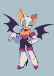  2023 anthro armwear bat boots breasts cleavage clothed clothing elbow_gloves eyeshadow female footwear gloves handwear high_heeled_boots high_heels makeup mammal one_eye_closed rouge_the_bat sega simple_background smile solo sonic_the_hedgehog_(series) tan_body tan_skin wings wink zzavok 