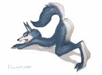  2023 anthro arched_back artist_name ass_up biped blue_body blue_fur breasts butt canid canine canis claws digital_media_(artwork) digitigrade discreet_user female fur illumination_entertainment mammal multicolored_body multicolored_fur paws porsha_crystal simple_background sing_(movie) small_breasts solo toe_claws two_tone_body two_tone_fur white_background white_body white_fur wolf yellow_eyes 