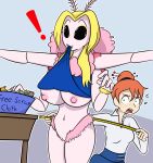  arthropod breasts eating embarrassed exclamation_point genitals hi_res himitsu human insect lepidopteran mammal moth nipples pussy surprise tailor tape_measure 